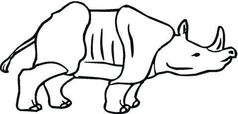 Asian One Horned Rhinoceros Coloring Page